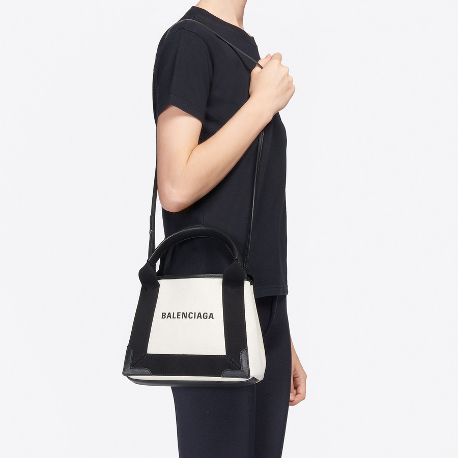 Black and White Balenciaga Cabas Bag