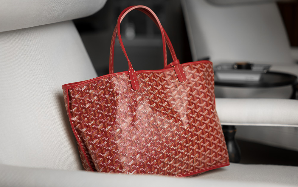 Red designer bag