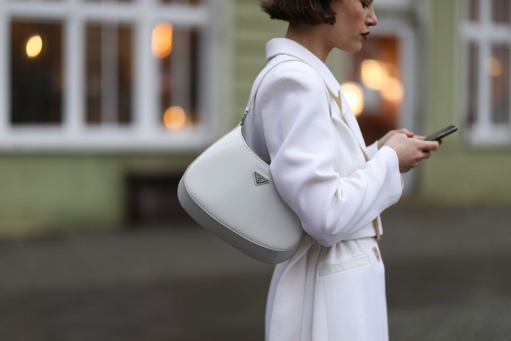White Prada handbag